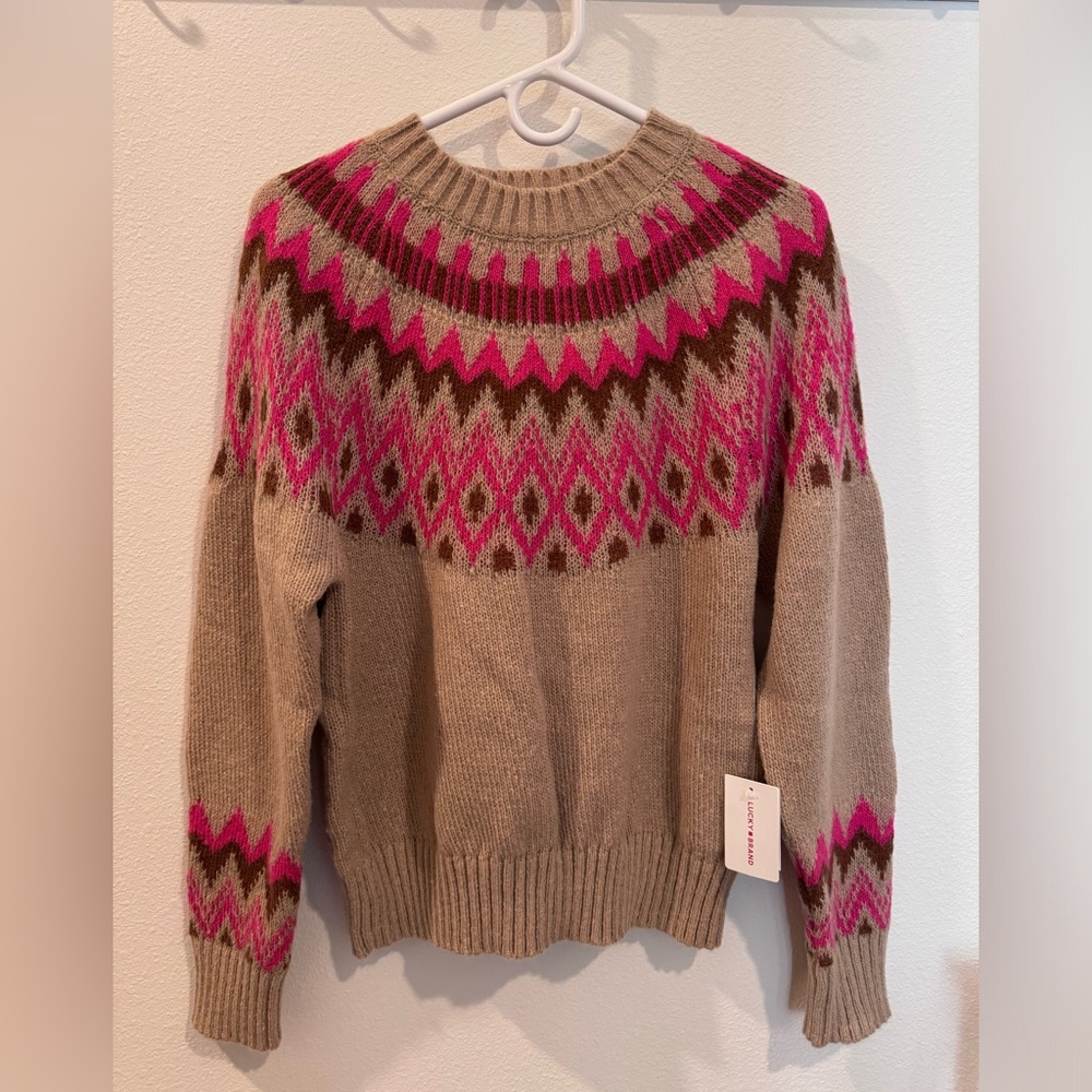 Lucky Brand Sweater Pink Brown